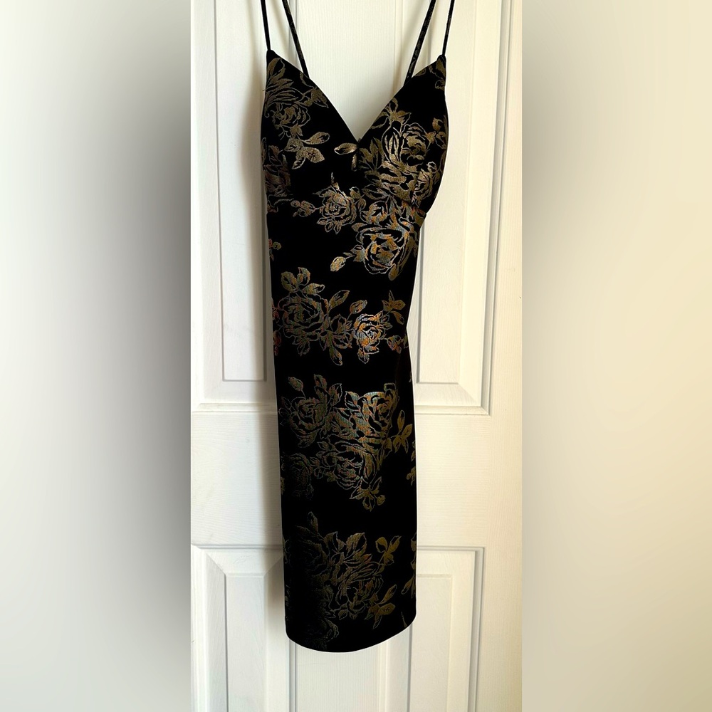 Black and gold floral dress